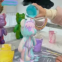 Флюидный медвежонок с красками DIY Creative Fluid Violence Bear 23 см - набор для творчества
