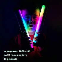 Світлодіодне RGB Відеосвітло-стік для відеозйомки та селфі RL-30SL 30см, Портативне Світло, фото 4
