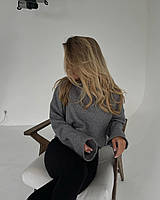 Мягкие вязаные свитера свободного кроя серый TRA