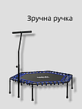 Батут (спортивний фітнес джампінг) для дому і залу діаметр 122/130  см до 110 кг синій, фото 3