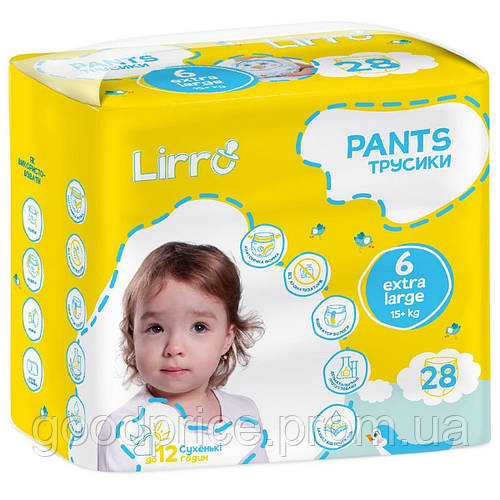 Подгузники-трусики детские Lirro "6" 15+кг 28 штук (ID#2131286139 ...