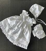 Праздничное белое платье с чепчиком и трусиками девочке 1 год