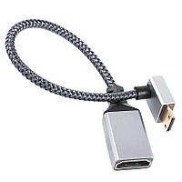 Кабель переходник Mini HDMI - HDMI (M/F) 4К 60Hz, 20 см (Down)