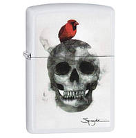 Зажигалка Zippo Skull Design Pocket Lighter, White Matte with Skull Оригинал