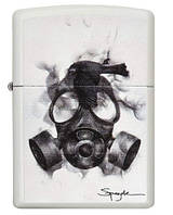 Зажигалка Zippo Gas Mask Design Pocket Lighter, White Matte with Gas Mask Оригинал