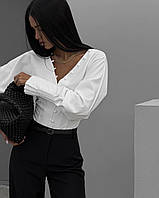 Рубашка стильная молодежная женская с длинным рукавом на пуговицах