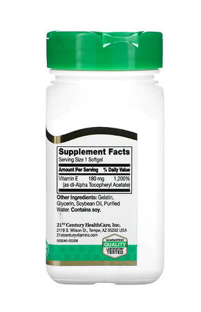 Вітамін Е 21st Century Vitamin E 180 мг 400 IU 110 капс США, фото 3