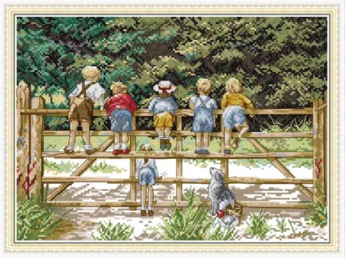 Набір для вишивання за нанесеною на канву схемою "Childhood 6". AIDA 14CT printed, 40*30 см