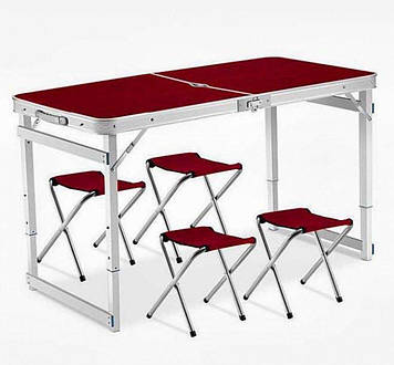 Стіл туристичний розкладний 4 стільці RB-9302 посилений 120 х 60 см Gt-22 Колір: Червоне дерево