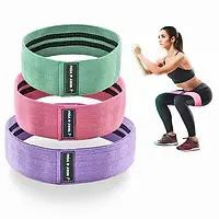 Набор тканевых резинок для фитнеса из 3 штук в мешочке с инструкцией Hip Resistance Band