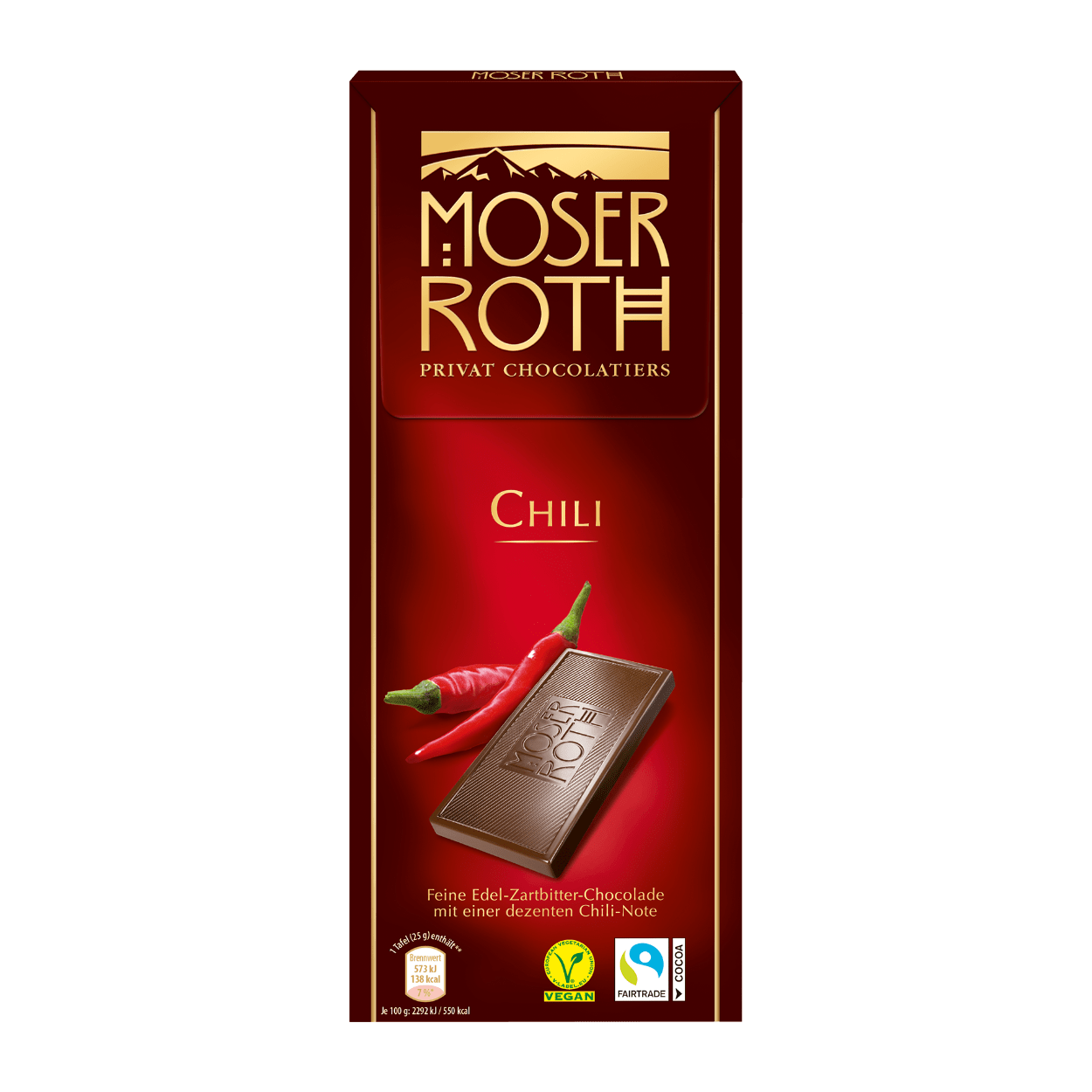 Ніжний темний шоколад із перцем чилі Moser Roth Edel-Bitter-Chocolade Chili, 125 гр