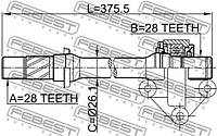 Полуось правая 28x375x28 MAZDA 626 97-, FEBEST (0512CP)