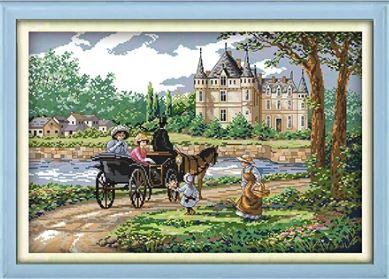 Набір для вишивання за нанесеною на канву схемою "Suburban scenery" . AIDA 14CT printed, 54*38 см