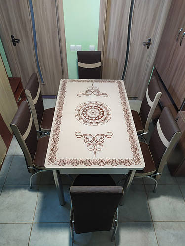 Обеденный Комплект раскладной стол из стекла и 6 стульев Турция (ID ...