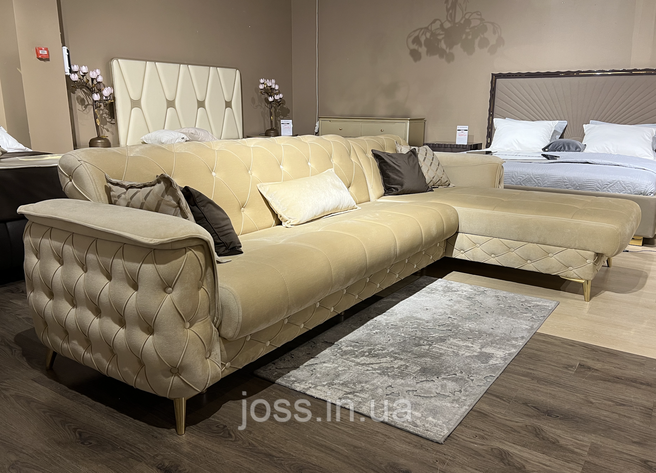 Шикарний комфортний кутовий розкладний диван із шезлонгом 305x178x80 см JOSS  Кортуба-У