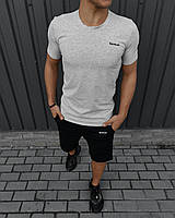 Мужская стильная спортивная футболка с логотипом турецкий кулир цвет серый