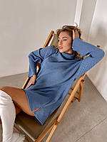 Идеальная женская свитер-туника с воротником Джинс