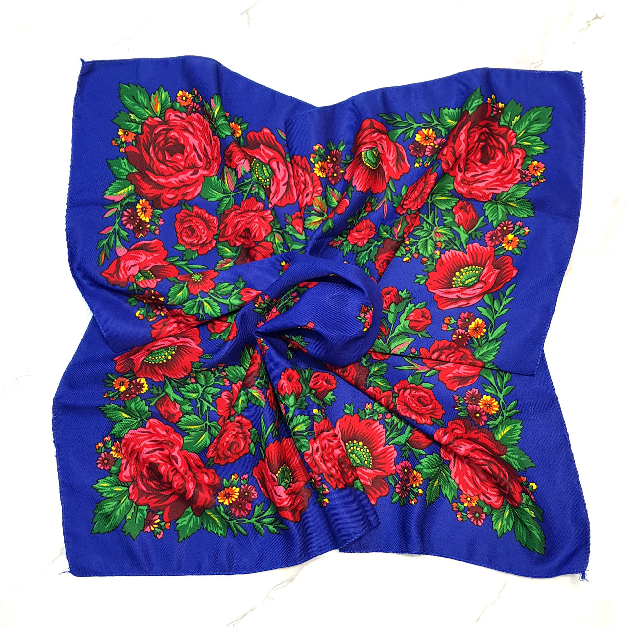 Хустка середня весняна літня квіткова синя, фото 1