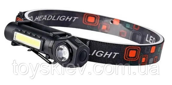 Ліхтар налобний KX-212-XPE+5SMD, Li-Ion акум., Waterproof, ЗП microUSB, фото 1