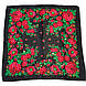 Хустка середня весняна літня квіткова чорна, фото 2