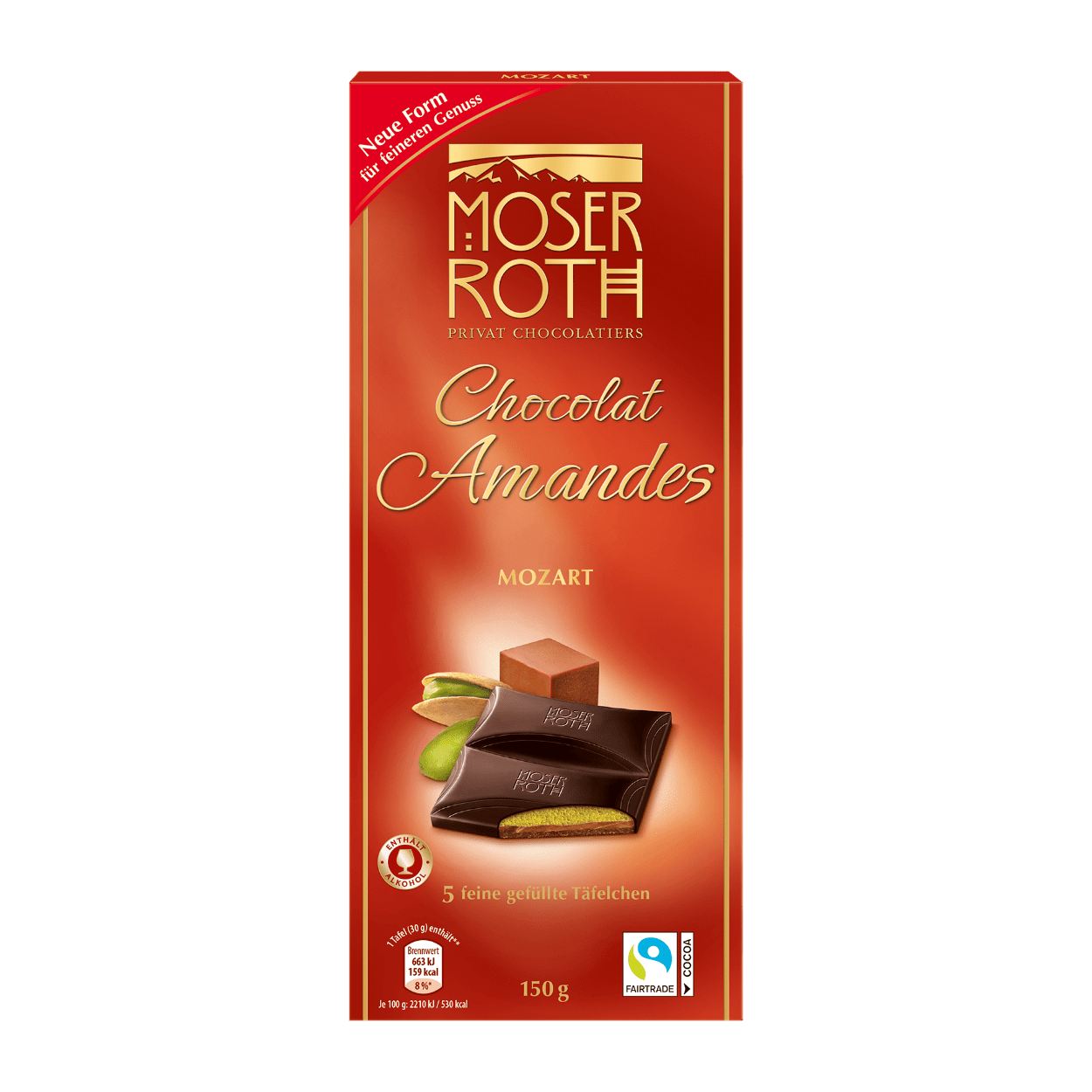 Темний шоколад з марципаном Moser Roth Amandes Mozart, 150 гр