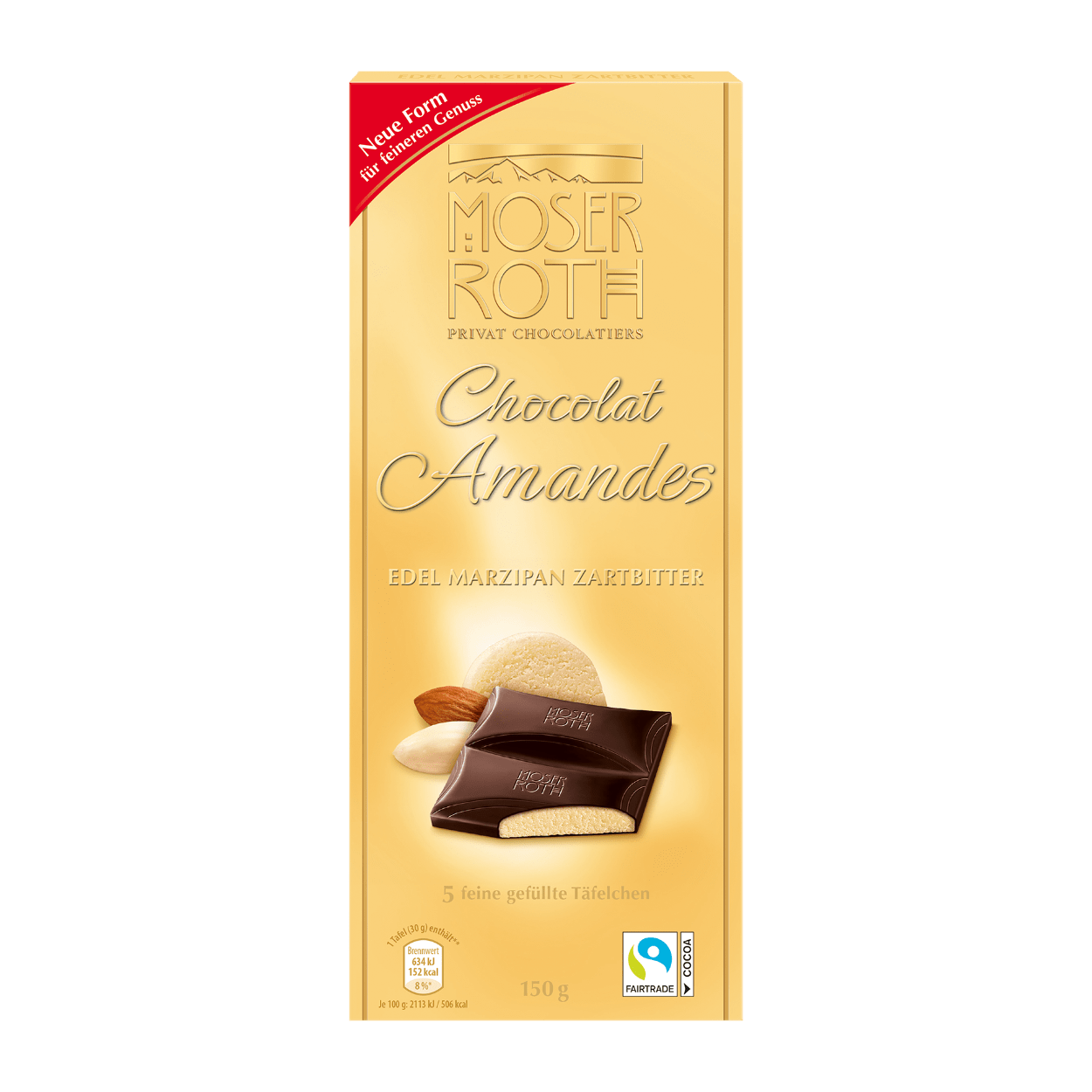Темний шоколад з марципаном Moser Roth Moser Roth Edel-Marzipan-Zartbitter, 150 гр