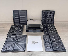 Мультимейкер 6в1 Zepline ZP-803 2200W Мультипекар Бутербродниця Горішниця Вафельниця Мульти Гриль