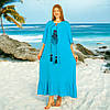 Довге легке плаття великі розміри 60-64 (2XL-3XL) блакитне, штапель, Туреччина, Merve Moda 525, фото 2