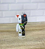 Акриловая коллекционная фигурка Bearbrick Manekineko Gold Fortune White x Good Luck Black