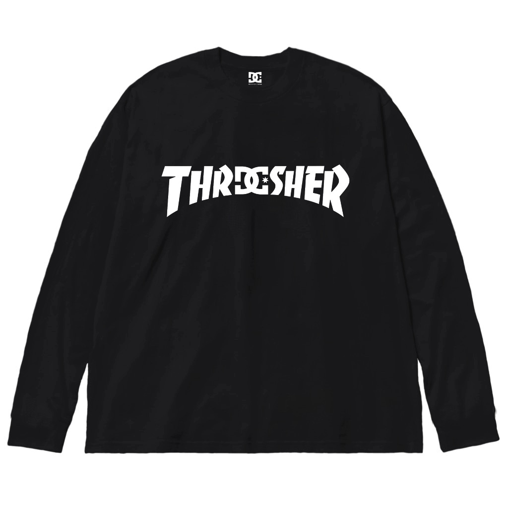 Черный лонгслив DC Shoes Star x Thrasher Logo унисекс Диси Трешер Трэшэр