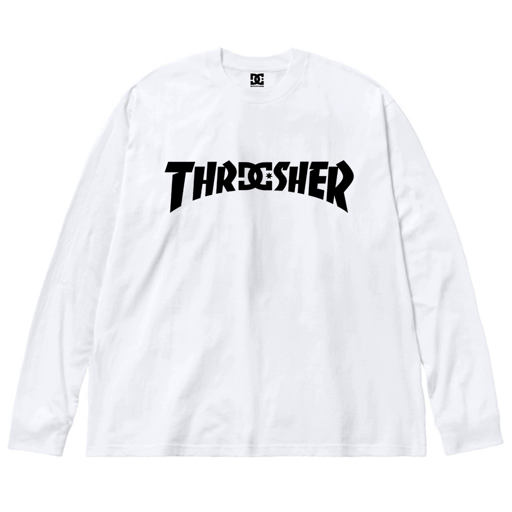 Белый лонгслив DC Shoes Star x Thrasher Logo унисекс Диси Трешер Трэшэр