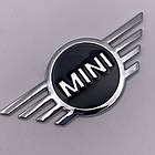 Емблема MINI (Міні) 115 mm 52 мм (значок, наклейка, логотип на капот багажник) Сріблясто-Чорна, фото 2
