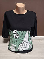 Дитяча широка вільна футболка для дівчинки підлітка Аніме 12-18 років чорна