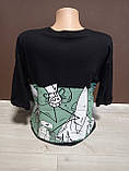 Дитяча широка вільна футболка для дівчинки підлітка Аніме 12-18 років чорна, фото 2