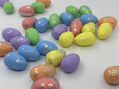 Декор пасхальний з пінопласту "Яйце" 3 см мікс з срібним вкрапленням , 36 шт