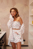 Жіноча піжама в сердечках комплект трійка, фото 7