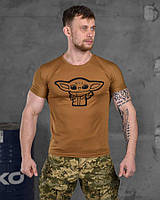 Футболка цвета койот, армейская футболка для военных зсу с принтом йода, качественная футболка койот lu953