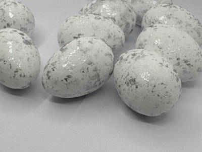 Декор пасхальний з пінопласту "Яйце" 7 см з срібним вкрапленням , 10 шт
