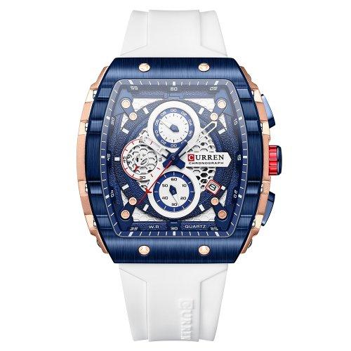 Чоловічий кварцовий наручний годинник з хронографом Curren 8442 Blue-Gold-White