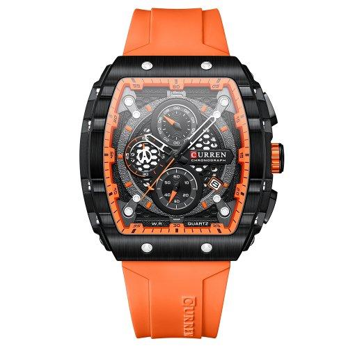 Чоловічий кварцовий наручний годинник з хронографом Curren 8442 Black-Orange