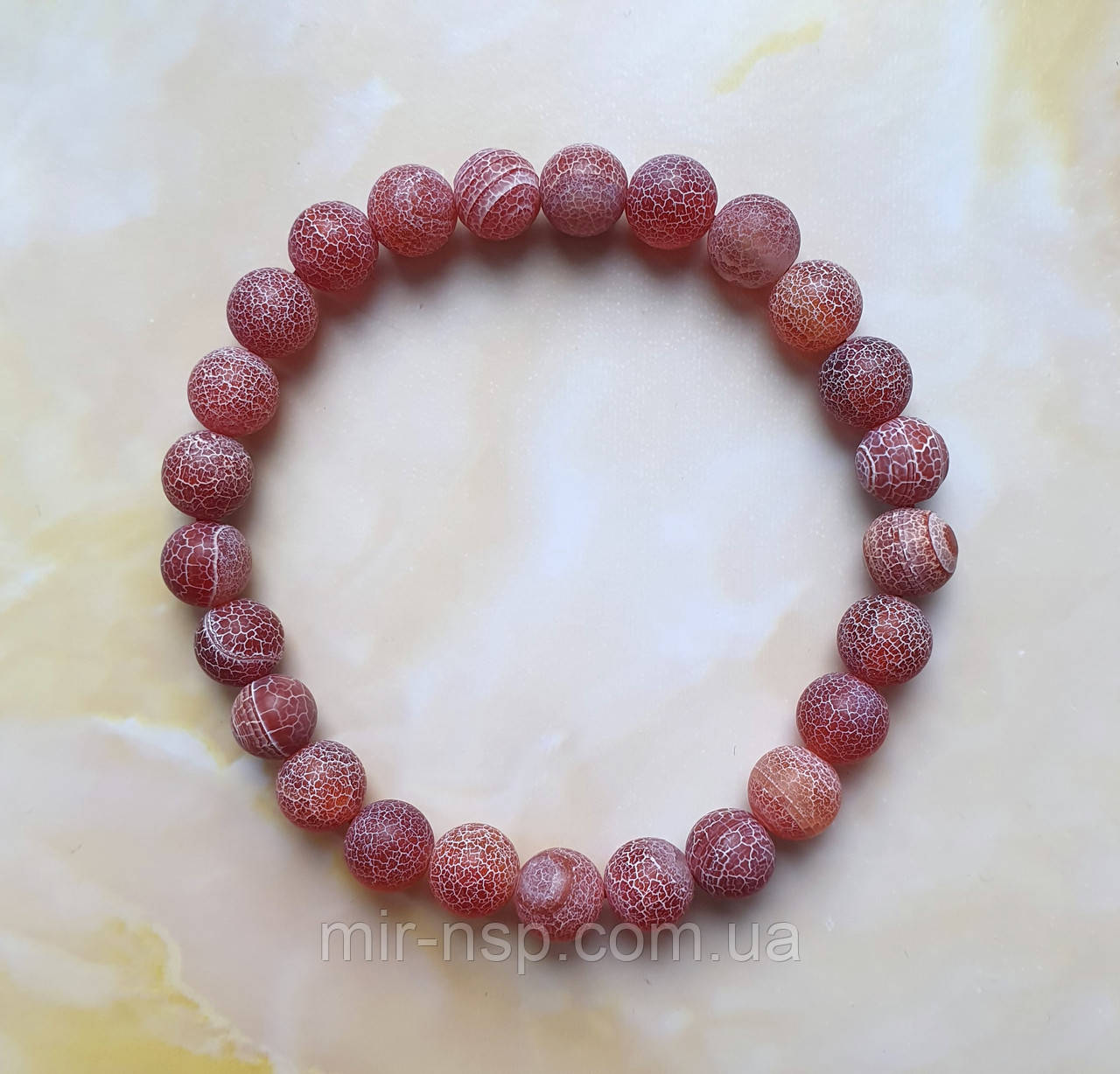 Браслет натуральний агат морозний 8 мм, фото 1