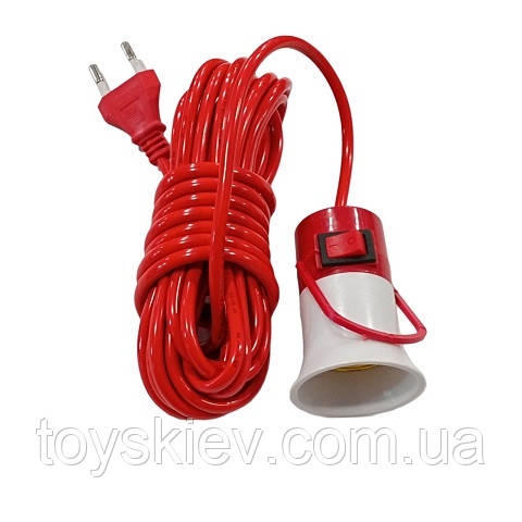 Патрон із шнуром із вимикачем Червоний 9106, фото 1