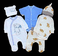 Красивый набор одежды для новорожденых мальчиков, качественая одежда для малышей, лето, рост 56 см, хлопок