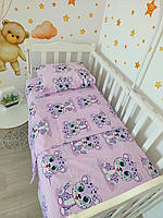 Комплект постельного белья в кроватку (пододеяльник, простынь на резинке, наволочка)