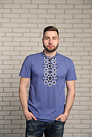 Мужская футболка - вышиванка "Захар", ткань трикотаж, р. M(46), XL(50), 2XL(52), 3X(54) джинс с черным
