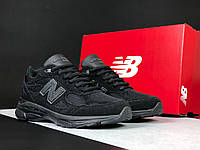 Стильные мужские кроссовки New Balance 990 демисезонные замшевые черные