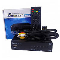 Тюнер DVB-T2 Eurosky ES-17 metall (гар.14дн.)(пульт;дисплей;IPTV;2xUSB)