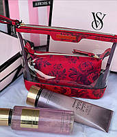 КОСМЕТИЧКА 2-PIECE MAKEUP BAG RED FLORAL 2 в 1 Victoria's Secret