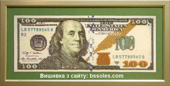 100-д 100 доларів Схема для вишивки бісером, фото 1