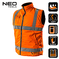 Жилет рабочий световозвращающий, оранжевый, двухсторонний, размер S/48, Neo Tools (81-521-S)